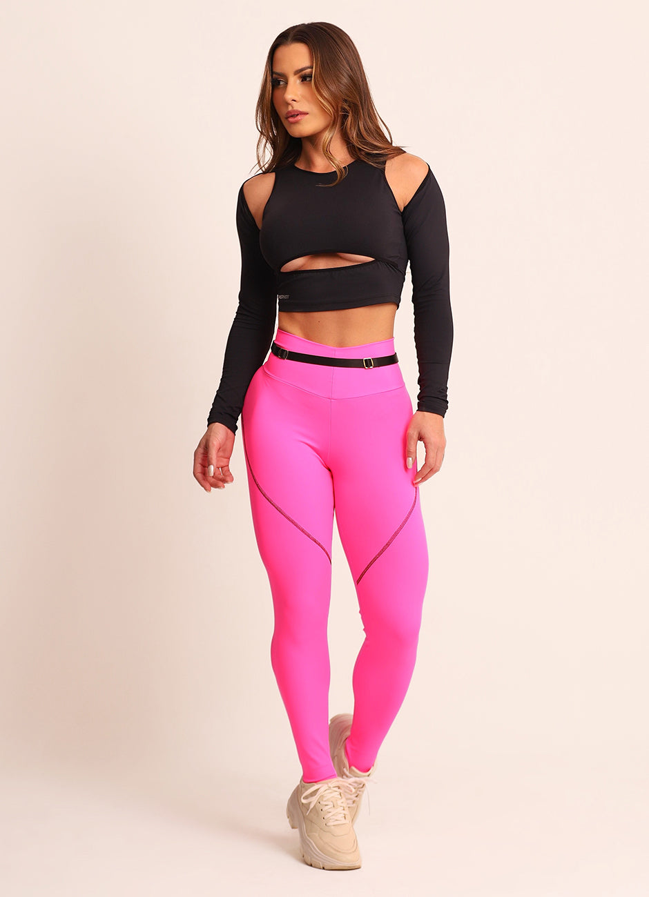 Neon Pink Superhot Legging Blackout CAL5470