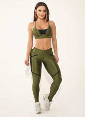 Olive Green Superhot Legging Wet+ CAL5355