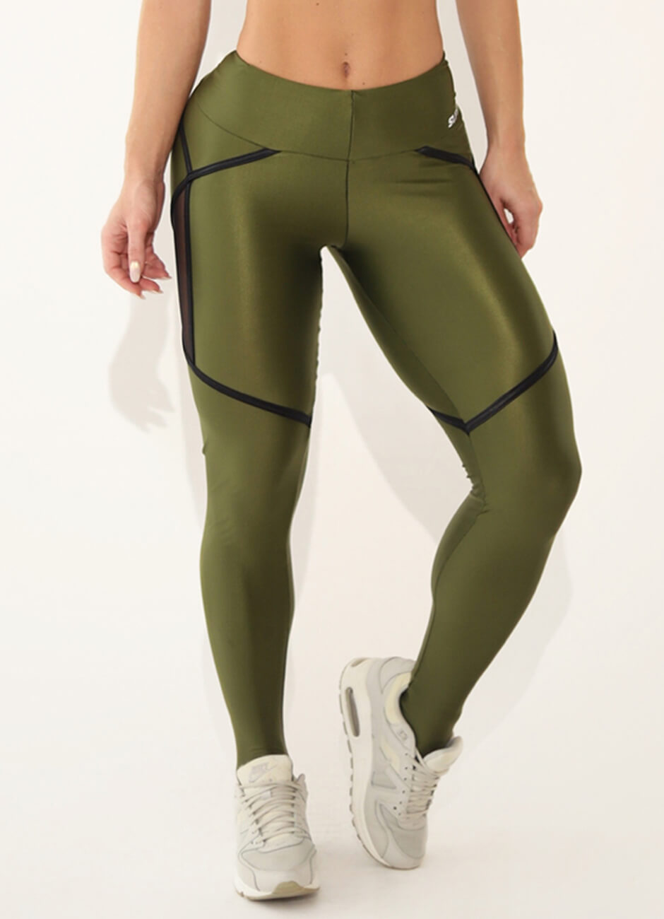 Olive Green Superhot Legging Wet+ CAL5355